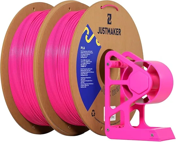 JustMaker PLA 3D Printer Filament, Upgrade Cardboard Spool, Print with Most 3D Printers, Dimensional Accuracy +/-, 2kg, Proccess Magenta