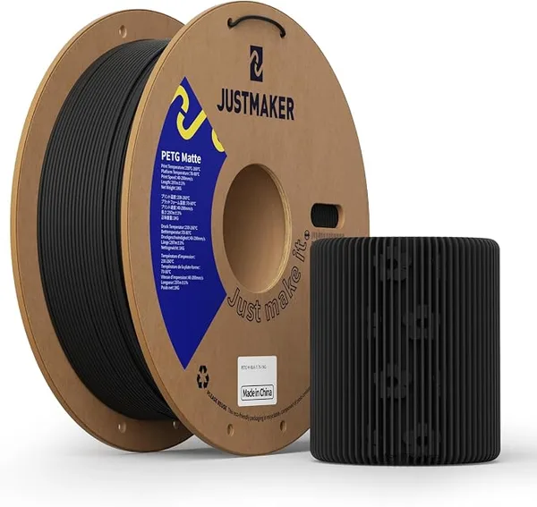 JustMaker PETG Matte 3D Printer Filament, Matte Surface, Multifunctional Material,Dimensional Accuracy +/-, 1kg, Black