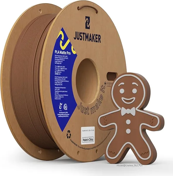 JustMaker Matte PLA+ 3D Printer Filament, Upgrade Cardboard Spool, Dimensional Accuracy +/-, 1kg, Light Brown