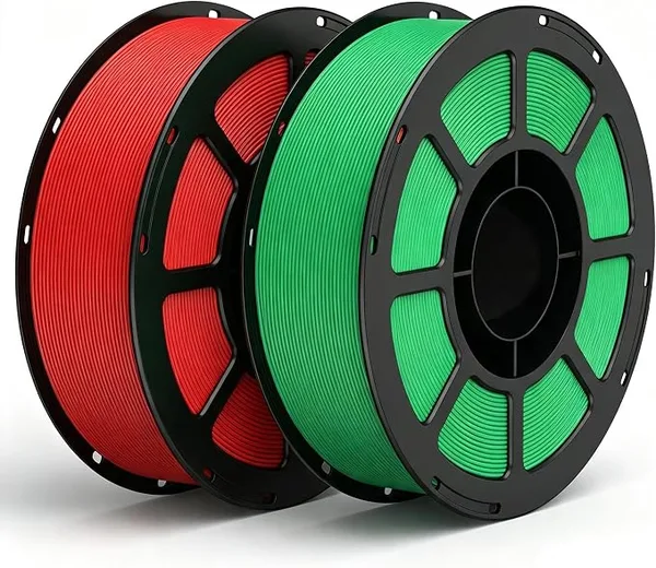 Keleidi PETG 3D Printer Filament, Neatly Wound Durable PETG 2KG Spool (4.4lbs), Strong Toughness Filament, Dimensional Accuracy +/-, Fit Most FDM Printers (Red + Green)