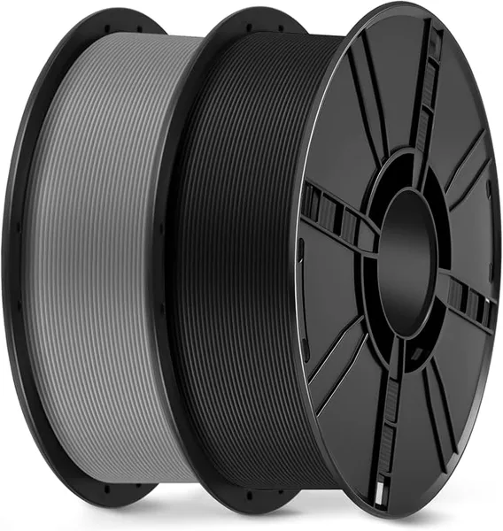 Keleidi PLA Basic 3D Printer Filament, 2KG 2-Pack, Black+Gray | High Speed Tough PLA, 50-/s Fast Print, Strong Layer Adhesion, No Jams/Tangles, +/- Precision, Vacuum Sealed