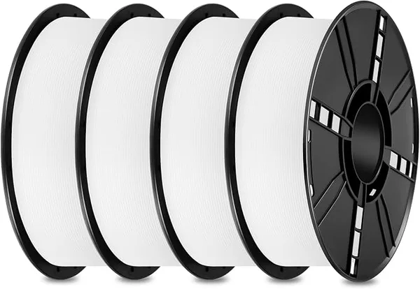 Keleidi PLA Basic Filament, High Speed Tough PLA, 4KG 4-Pack, White | 50-/s High Speed, Fits Most FDM 3D Printers, Strong Layer Adhesion, No Jams/Tangles, +/- Precision, Vacuum Sealed