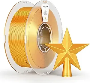 Kexcelled kexcelled Silk PLA Filament Gold Yellow 3D Printer Filament Silk & Metallic Shiny Glossy Surface,1kg Spool (2.2lbs),Fit Most FDM Printer, Non-Tangling,Clog-Free