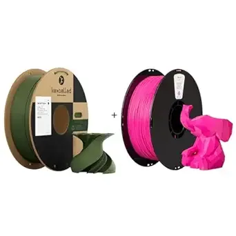 Kexcelled Kexcelled 3D Printer Filament 2kg Matte PLA Filament and PLA Filament，1kg per Spool, Pack of 2,Fit Most FDM 3D Printers，Olive Green Matte PLA + Magenta PLA