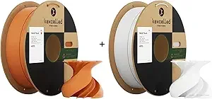 Kexcelled Kexcelled Matte PLA Filament，1kg per Spool, Pack of 2,Fit Most FDM 3D Printers，Matte Orange Red PLA + Matte White PLA