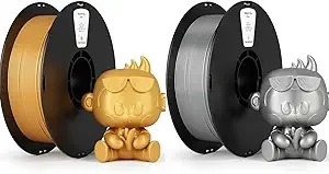 Kexcelled Kexcelled 3D Printer Filament 2kg PLA Filament，1kg per Spool, Pack of 2,Fit Most FDM 3D Printers，Gold PLA + Silver PLA