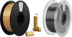 Kexcelled Kexcelled 3D Printer Filament 2kg ABS and PC Filament，1kg per Spool, Pack of 2,Fit Most FDM 3D Printers，Gold ABS + Clear Black PC