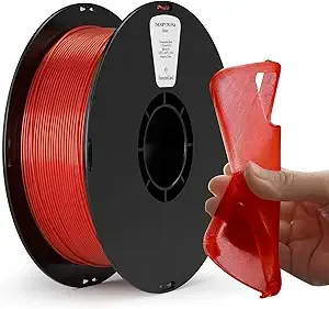 Kexcelled kexcelled High Speed TPU Filament,Transparent Red TPU 95A HF Flexible Soft 3D Printer Filament,1 kg Spool (2.2lbs), Excellent Elasticity,Fit Most 3D FDM Printers, Translucent Red
