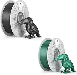 Kexcelled kexcelled Metallic PLA Filament, Gun Metal Gray + Hunter Green 3D Printer Filament PLA,Silk Metal Glossy Shiny Surface
