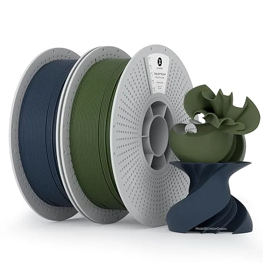 Kexcelled kexcelled Matte PLA Filament，Matte Olive Green and Navy Blue PLA Bundle 3D Printer Filament Set 1kg Reusable Spool(2.2lbs),Pack of 2, with +/- Accuracy for Most FDM Printers