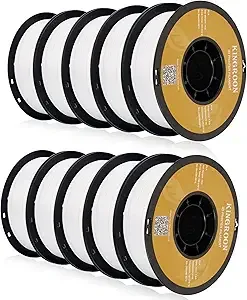 Kingroon Kingroon PLA 3D Printer Filament,10 Rolls, Dimensional Accuracy +/-, 10kg Spool(22lbs)，White