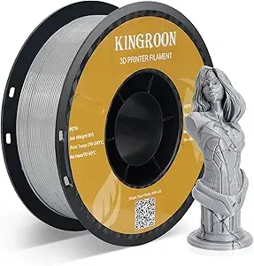 Kingroon Kingroon PETG 3D Printer Filament, Dimensional Accuracy +/-, 1 kg Spool(2.2lbs), Gray