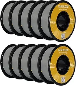 Kingroon Kingroon PLA Plus（PLA+） 3D Printer Filament, 10 Rolls, Dimensional Accuracy +/-, 10kg Spool(22lbs), Gray