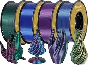 Kingroon Kingroon PLA Filament, Multicolor Silk PLA Filament, Tri Color 3D Printer Filament, Dimensional Accuracy +/-, 4kg Spool(8.8lbs) 4 Rolls, 4 Different Multicolor Filaments