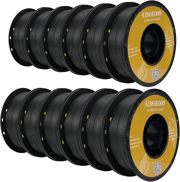 Kingroon Kingroon PLA Filament,12 Rolls, Dimensional Accuracy +/-, 12kg Spool(26.5lbs), Black