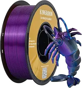 Kingroon Kingroon PLA Filament, Multicolor Silk PLA Filament, Tri Color 3D Printer Filament, Dimensional Accuracy +/-, 1kg Spool(2.2lbs), Black Blue Purple