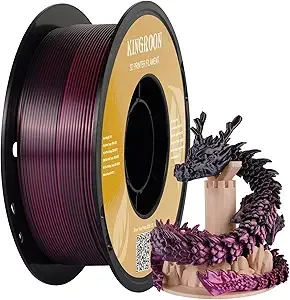 Kingroon Kingroon PLA 3D Printer Filament, Dual Color Silk PLA Filament, Dimensional Accuracy +/-, 1kg Spool(2.2lbs), Black Red