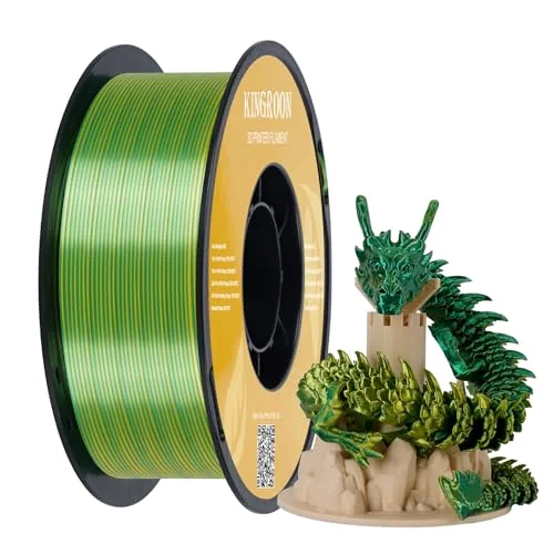 Kingroon Kingroon PLA Filament, Multicolor Silk PLA Filament, Dual Color 3D Printer Filament, Dimensional Accuracy +/-, 1kg Spool(2.2lbs), Yellow Green