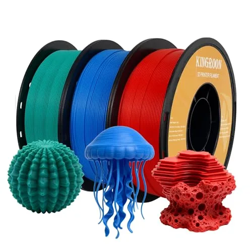 Kingroon Kingroon High Speed PLA 3D Printer Filament, 3D Printer Rapid Filament for 30-/s Hyper Printing Filament, Dimensional Accuracy +/-, 3 kg Plastic Spool (6.6lbs（Red&Green&Blue）