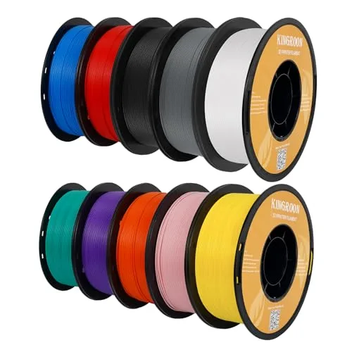 Kingroon Kingroon High Speed PLA Bundle 3D Printer Filament, 3D Printer Rapid Filament for 30-/s Hyper Printing Filament, Dimensional Accuracy +/-, 10 kg Plastic Spool (22lbs（Mixed Colors）