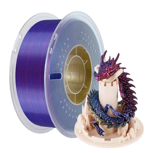 Kingroon Kingroon Silk PLA Tri Color Filament, Multicolor 3D Printer Filament, Dimensional Accuracy ±, 1kg Spool (2.2lbs), for Most FDM 3D Printers, Red Yellow Blue