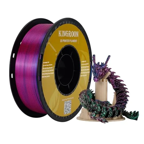 Kingroon Kingroon Silk PLA Tri Color Filament, Multicolor 3D Printer Filament, Dimensional Accuracy ±, 1kg Spool (2.2lbs), for Most FDM 3D Printers, Red Green Blue