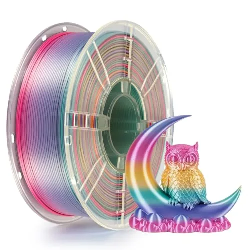 Kingroon Kingroon Silk PLA Filament Rainbow Filament 3D Printer Filament Color Changing Filament 1kg Dimensional Accuracy +/-,Fit Most 3D Printers(Candy)