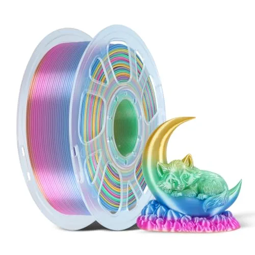 Kingroon kingroon Rainbow PLA Filament, 1kg Spool (2.2lbs), Fast Color Change Pastel Silk PLA 3D Printer Filament, Dreamy Multicolor Filament +/-, Fit Most 3D Printers(Rainbow)