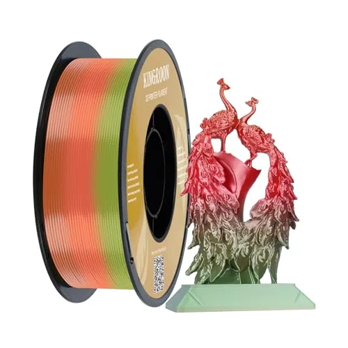 Kingroon Kingroon Silk PLA Filament, Multicolor Rainbow PLA Filament, Fast Color Changing 3D Printer Filament 1kg Spool, Dimensional Accuracy +/-, Fits Most Printers(7 Colors)