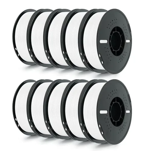 Kingroon Kingroon 10KG White PLA Filament, 10 Spools Bulk 3D Printer Filament with ± Tolerance,Low Warping Easy to Print PLA for Most FDM Printers