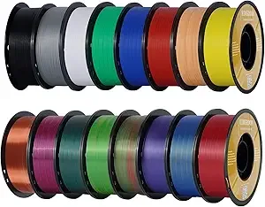 Kingroon Kingroon PLA Filament, Multicolor Silk PLA Filament, Tri Color 3D Printer Filament, Dimensional Accuracy +/-, 16kg Spool(35.2lbs) 16 Rolls, 16 Different Multicolor Filaments