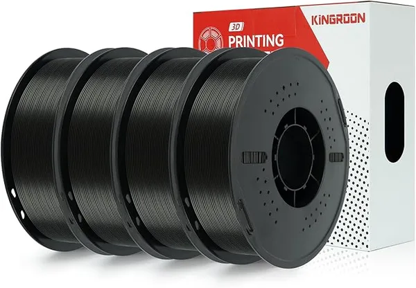 Kingroon Kingroon PETG 3D Printer Filament, High Strength, Low Warping, Odorless, Dimensional Accuracy +/-, 1kg Spool(2.2lbs), 4KG Black