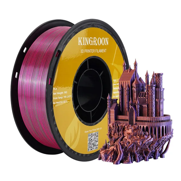 Kingroon 【2KG Pack】Tri-Color Silk PLA Filament - Golden / Green /Rose Red