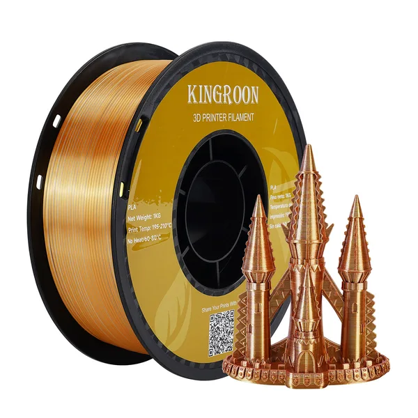 Kingroon 【2KG Pack】Tri-Color Silk PLA Filament - Golden / Silver / Copper