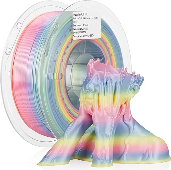 Landu LANDU Silk PLA 3D Printer Filament Multicolor Rainbow PLA Filament Gradient Color Changing Filament 1kg (2.2lbs) Dimensional Accuracy +/- Silk Rainbow Filament
