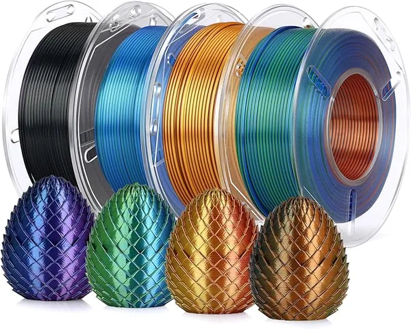 Landu LANDU Silk PLA 3D Printer Filament Bundle,200g x 4 Spools | Tri Color Filament Pack, Rainbow PLA Filament 3D Printing Filament Dimensional Accuracy +/-