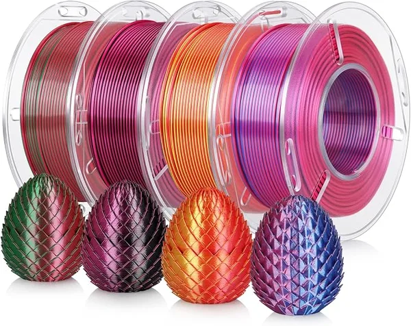 Landu LANDU Silk PLA 3D Printer Filament,Red Gold,200G X 4 | Dual Color Filament Pack, Multi Color Change 3D Printing Filament Dimensional Accuracy +/-
