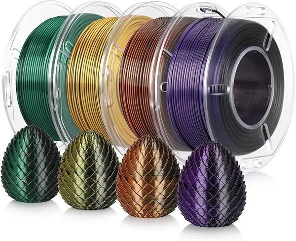 Landu LANDU Silk PLA 3D Printer Filament Bundle,200g x 4 Spools | Dual Color Filament Pack, Multi Color Change 3D Printing Filament,Dimensional Accuracy +/-