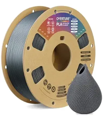 Overture OVERTURE PLA Filament PLA 3D Printer Filament, 1kg Cardboard Spool (2.2lbs), Dimensional Accuracy +/-, Fit Most FDM Printer (Space Grey)