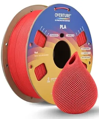 Overture OVERTURE High Speed PLA Filament, Neatly Wound 3D Printer Filament 1kg Spool (2.2lbs) Rapid PLA, Dimensional Accuracy +/-, Fit Most FDM 3D Printers (Red)