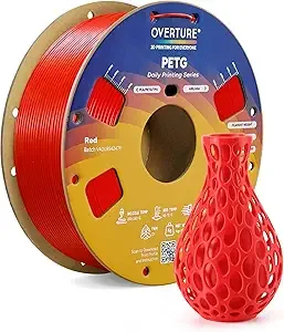 Overture OVERTURE PETG Filament, High Speed 3D Printer Filament, Neatly Wound & Clog-Free, 1kg Spool (2.2lbs) Rapid PETG, Dimensional Accuracy +/-, Fit Most FDM Printers (Red)