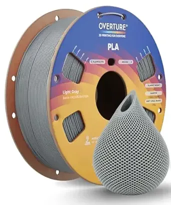 Overture OVERTURE PLA Filament, Neatly Wound 3D Printer Filament 1kg Spool (2.2lbs), Dimensional Accuracy +/-, Fit Most FDM 3D Printers (Light Grey)