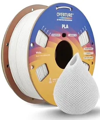 Overture OVERTURE High Speed PLA Filament, Neatly Wound 3D Printer Filament 1kg Spool (2.2lbs) Rapid PLA, Dimensional Accuracy +/-, Fit Most FDM 3D Printers (White 1-Pack)