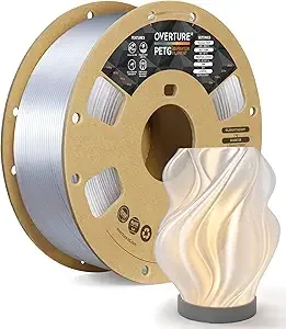Overture OVERTURE PETG Filament, High Speed 3D Printer Filament, Neatly Wound & Clog-Free, 1kg Spool (2.2lbs) Clear PETG, Dimensional Accuracy +/-, Fit Most FDM Printers (Transparent)