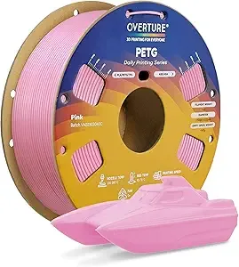 Overture OVERTURE PETG Filament, High Speed 3D Printer Filament, Neatly Wound & Clog-Free, 1kg Spool (2.2lbs) Rapid PETG, Dimensional Accuracy +/-, Fit Most FDM Printers (Pink)