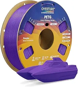Overture OVERTURE PETG Filament, High Speed 3D Printer Filament, Neatly Wound & Clog-Free, 1kg Spool (2.2lbs) Rapid PETG, Dimensional Accuracy +/-, Fit Most FDM Printers (Purple)