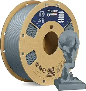 Overture OVERTURE PLA Plus (PLA+) Filament, Stronger & More Durable, Professional Toughness 3D Printer Filament 1kg (2.2lbs), High Precision +/-, Tangle-Free (Light Gray)