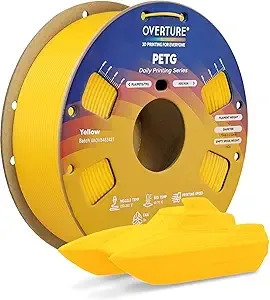 Overture OVERTURE PETG Filament, High Speed 3D Printer Filament, Neatly Wound & Clog-Free, 1kg Spool (2.2lbs) Rapid PETG, Dimensional Accuracy +/-, Fit Most FDM Printers (Yellow)