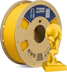 Overture OVERTURE PLA Plus (PLA+) Filament, Stronger & More Durable, Professional Toughness 3D Printer Filament 1kg (2.2lbs), High Precision +/-, Tangle-Free (Yellow)