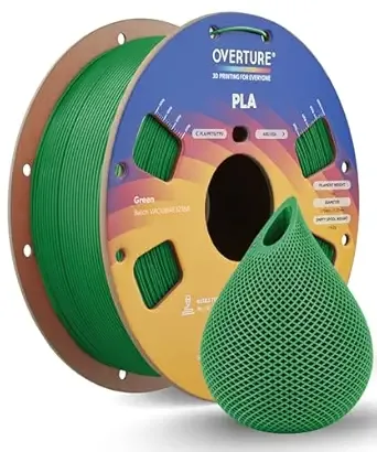 Overture OVERTURE PLA Filament, Neatly Wound 3D Printer Filament 1kg Spool (2.2lbs), Dimensional Accuracy +/-, Fit Most FDM 3D Printers (Green)
